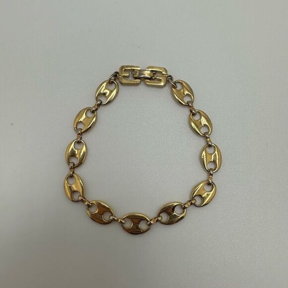 Givenchy Vintage Bracelet Gold Tone Anchor Chain - Picture 1 of 9